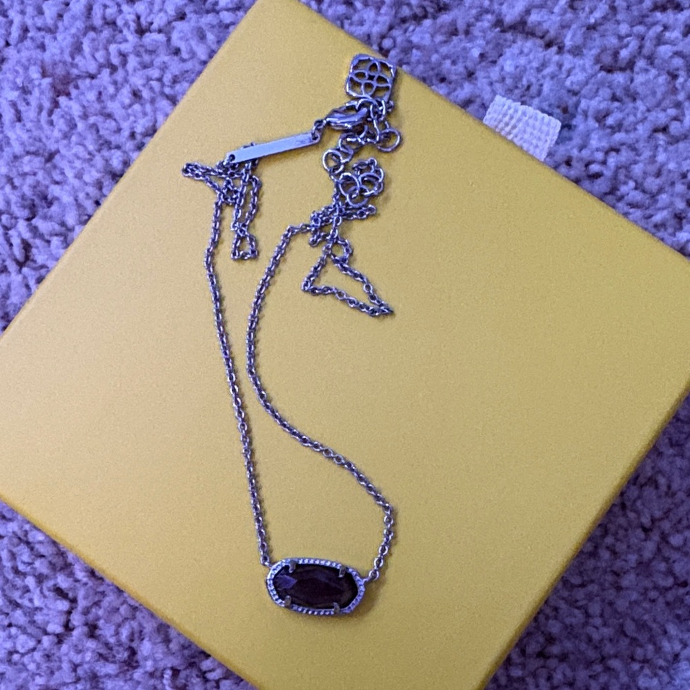 Kendra Scott Silver Necklace with Black Stone